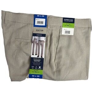 Kenneth Cole Mens 36x29 Pants Chino Slacks Tan Performance Dress Slim Fit New